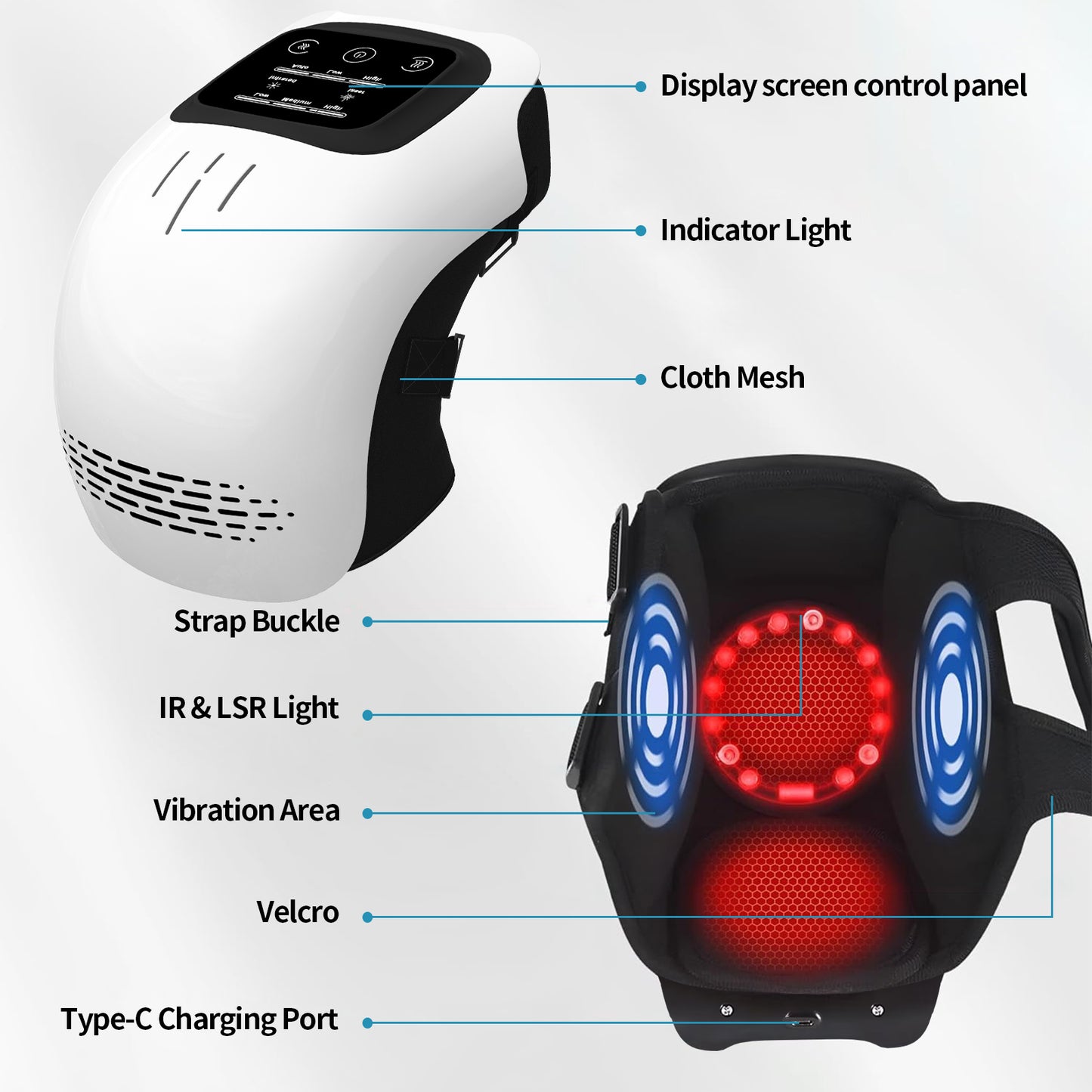 Elektrische Knie Massager - Slimme Verwarming & Trillingstherapie met Rood Licht