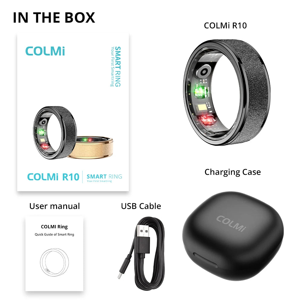 COLMI R10 Smartring mit Ladecase für Damen und Herren, Gesundheits- und Schlafüberwachung, 5 ATM wasserdicht, Multisport-Modus 