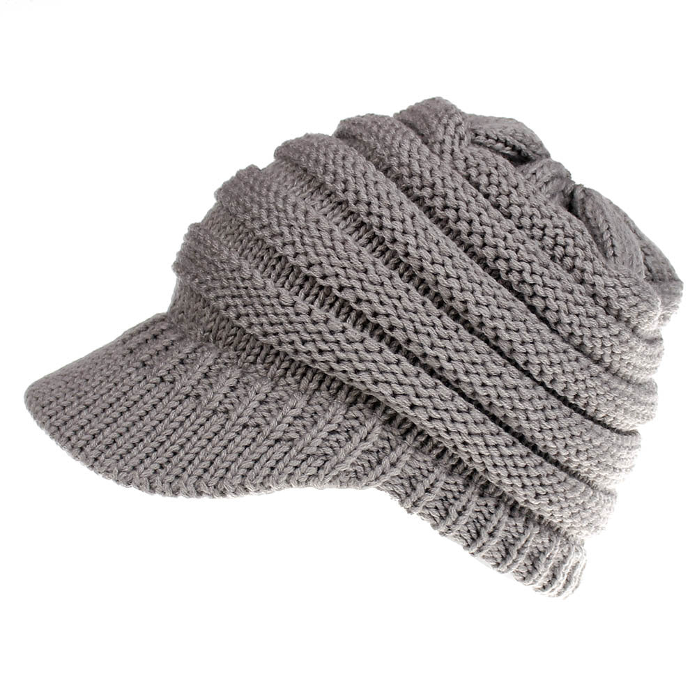 Women Ponytail Beanies Autumn Winter Hats - Soft Knitting Caps Warm Ladies Skullies