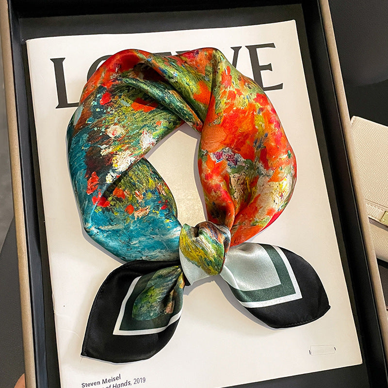 Veelzijdige zijden halsdoek - Elegante vierkante doek voor dames