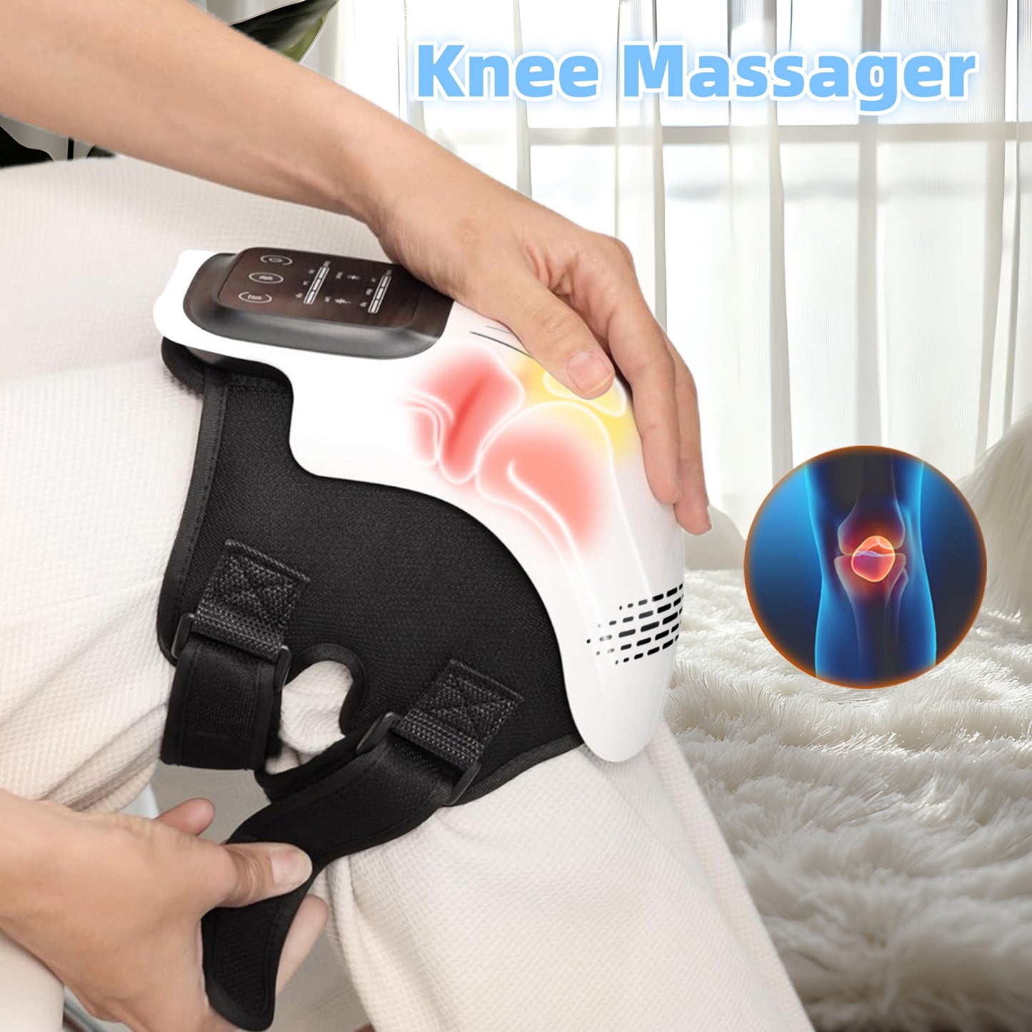 Elektrische Knie Massager - Slimme Verwarming & Trillingstherapie met Rood Licht