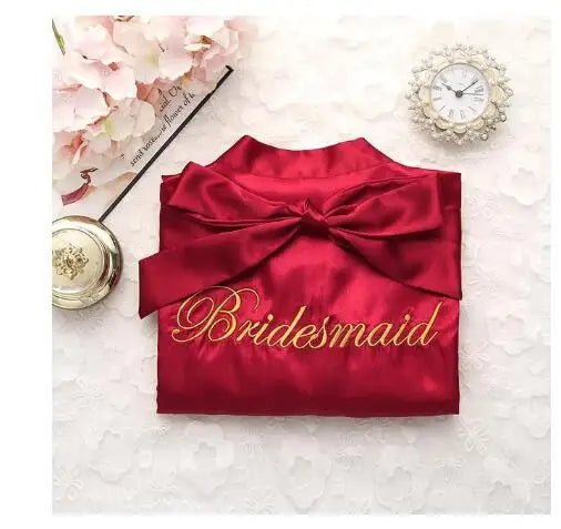Floral Satin Kimono Robe - Bridal Bridesmaid Dressing Gown for Women