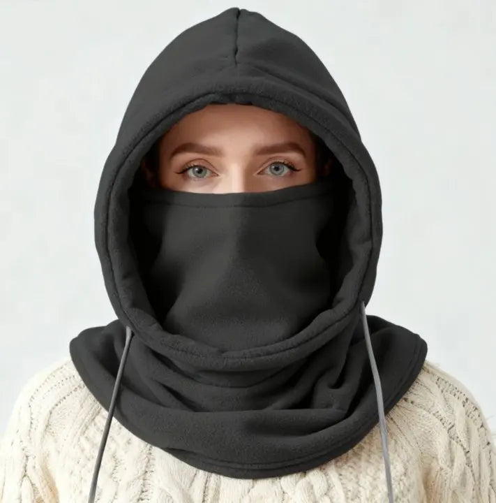 Unisex Winter-Sturmhaube – Winddichte Maske mit Kordelzug, Motorrad-Kopfbedeckung, warme Strickmütze für kaltes Wetter