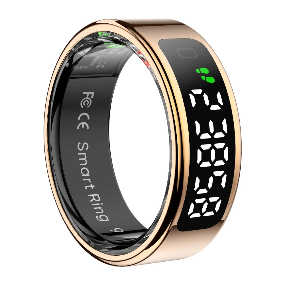 R12 Smart Ring – 24/7 Health Tracking with Touch Screen & Wireless Charge, 5 ATM Waterproof For Men Women