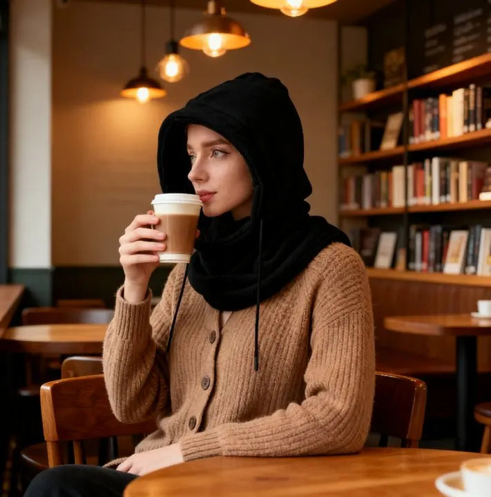 Unisex Winter-Sturmhaube – Winddichte Maske mit Kordelzug, Motorrad-Kopfbedeckung, warme Strickmütze für kaltes Wetter