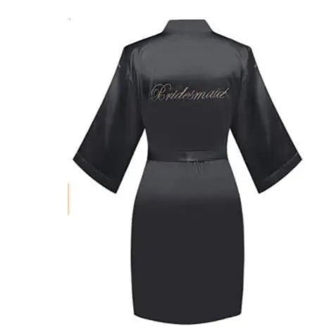 Floral Satin Kimono Robe - Bridal Bridesmaid Dressing Gown for Women