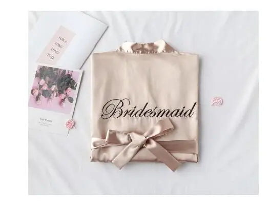 Floral Satin Kimono Robe - Bridal Bridesmaid Dressing Gown for Women