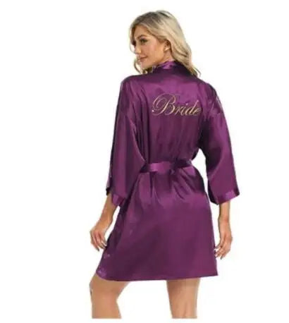 Floral Satin Kimono Robe - Bridal Bridesmaid Dressing Gown for Women