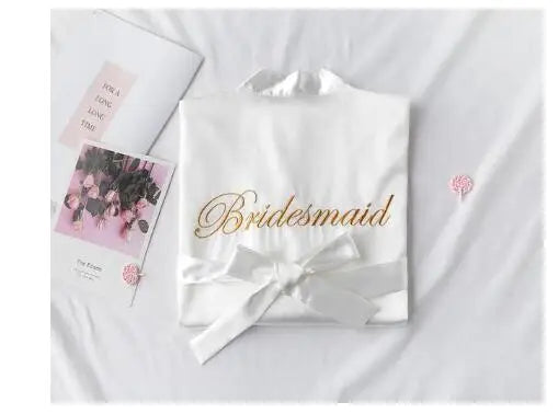 Floral Satin Kimono Robe - Bridal Bridesmaid Dressing Gown for Women