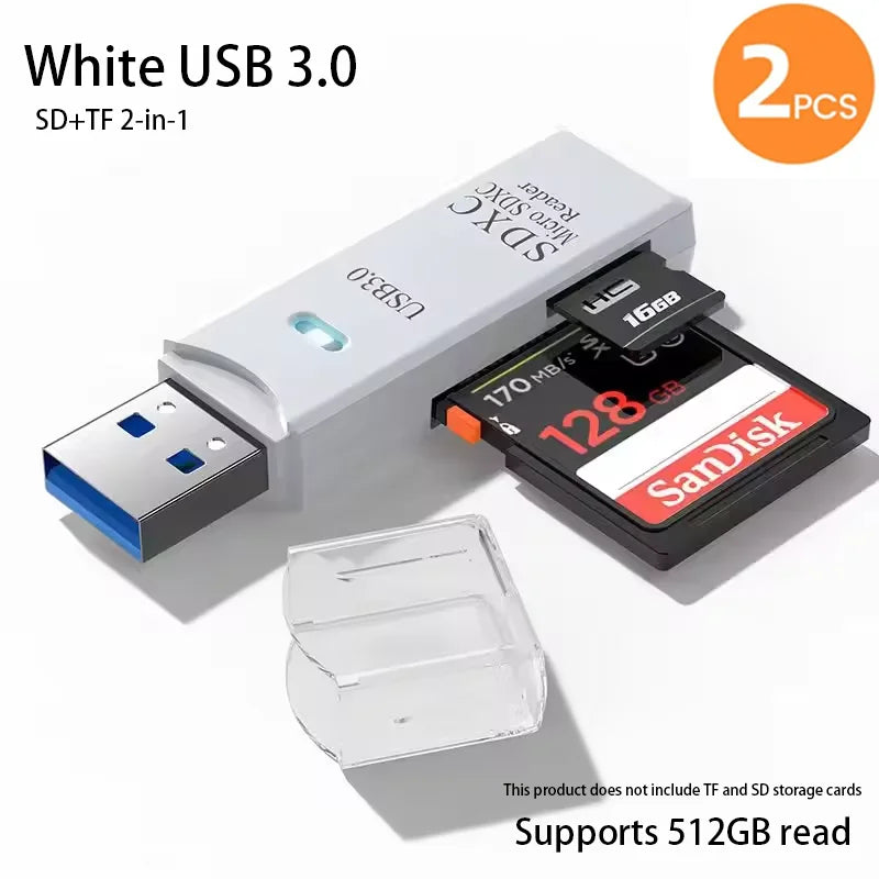 2-in-1 Multifunktions-USB-3.0-Kartenleser/Micro-SD-TF-Speicherkartenleser/USB-Flash-Laufwerk-Kartenleser-Adapter für PC/Laptops