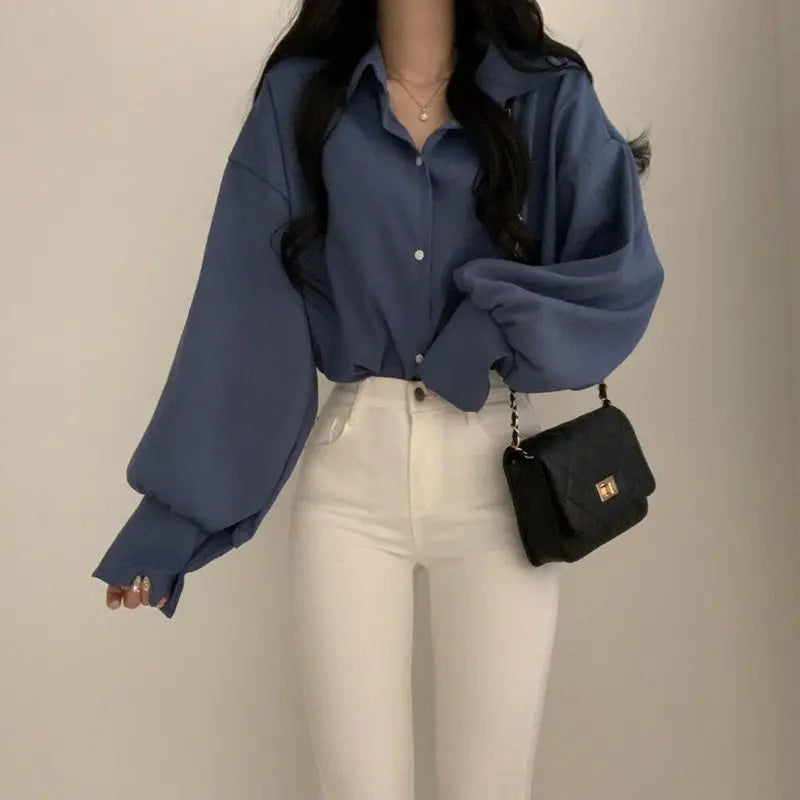 Puff Sleeve Temperament V-neck Professional White Shirt Women's Design Sense Large Size Inner Base Shirt Top