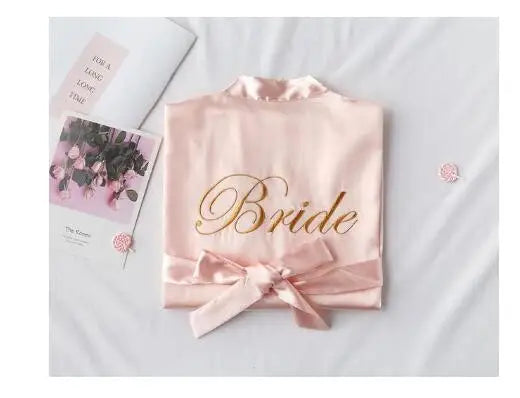 Floral Satin Kimono Robe - Bridal Bridesmaid Dressing Gown for Women
