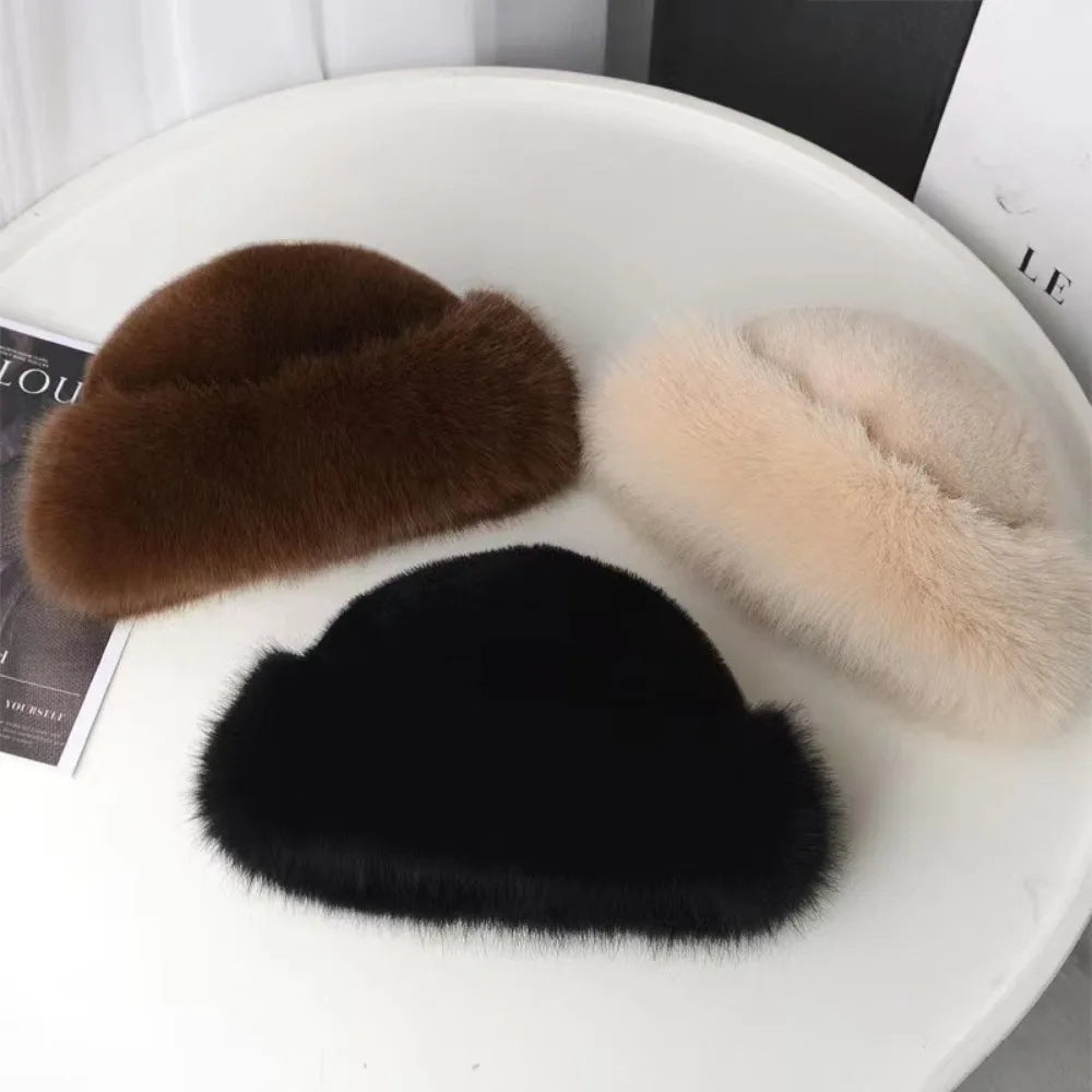 Warm Women's Winter Hat Fluffy Fur Bucket Hat For Women Plush Fisherman Hat Thicken Cold Snowy Day Panama Cap