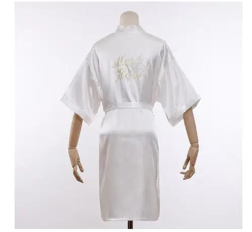 Floral Satin Kimono Robe - Bridal Bridesmaid Dressing Gown for Women