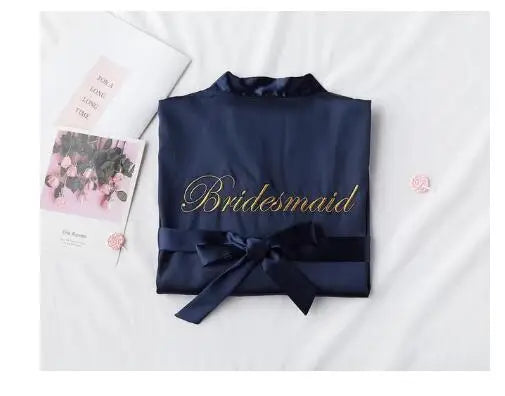 Floral Satin Kimono Robe - Bridal Bridesmaid Dressing Gown for Women