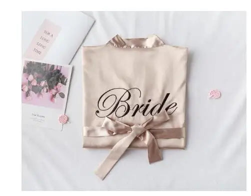 Floral Satin Kimono Robe - Bridal Bridesmaid Dressing Gown for Women