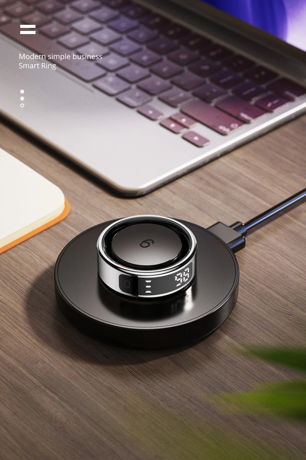 R12 Smart Ring – 24/7 Health Tracking with Touch Screen & Wireless Charge, 5 ATM Waterproof For Men Women