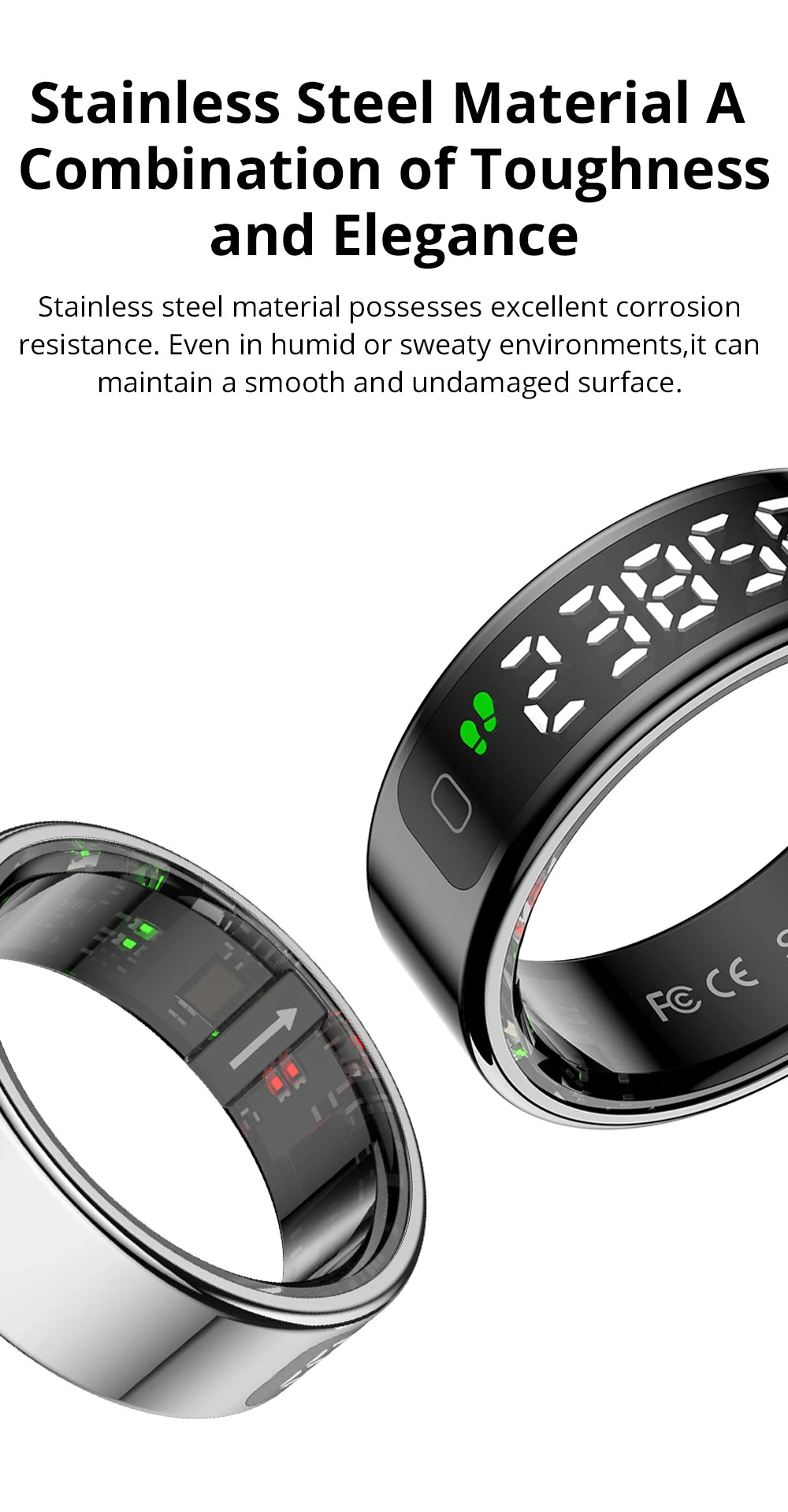 R12 Smart Ring – 24/7 Health Tracking with Touch Screen & Wireless Charge, 5 ATM Waterproof For Men Women