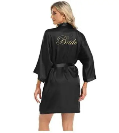 Floral Satin Kimono Robe - Bridal Bridesmaid Dressing Gown for Women