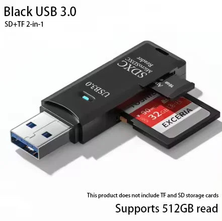 2-in-1 Multifunktions-USB-3.0-Kartenleser/Micro-SD-TF-Speicherkartenleser/USB-Flash-Laufwerk-Kartenleser-Adapter für PC/Laptops