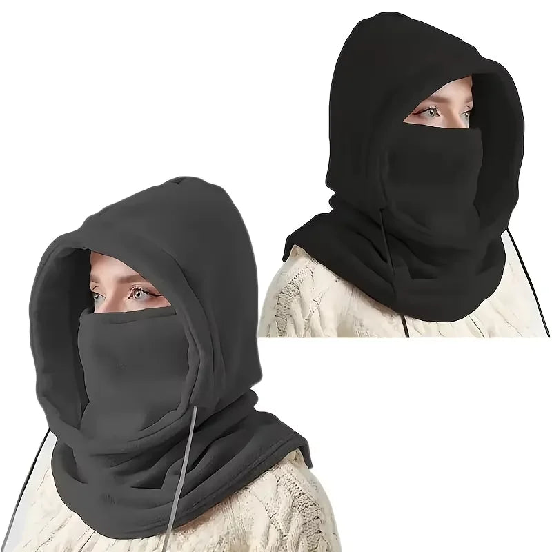 Unisex Winter-Sturmhaube – Winddichte Maske mit Kordelzug, Motorrad-Kopfbedeckung, warme Strickmütze für kaltes Wetter