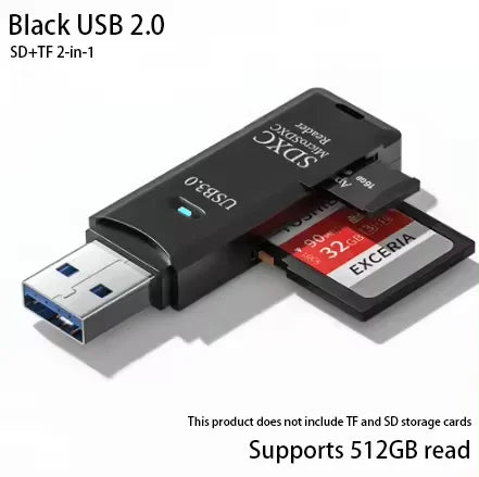 2-in-1 Multifunktions-USB-3.0-Kartenleser/Micro-SD-TF-Speicherkartenleser/USB-Flash-Laufwerk-Kartenleser-Adapter für PC/Laptops