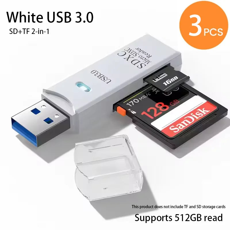2-in-1 Multifunktions-USB-3.0-Kartenleser/Micro-SD-TF-Speicherkartenleser/USB-Flash-Laufwerk-Kartenleser-Adapter für PC/Laptops