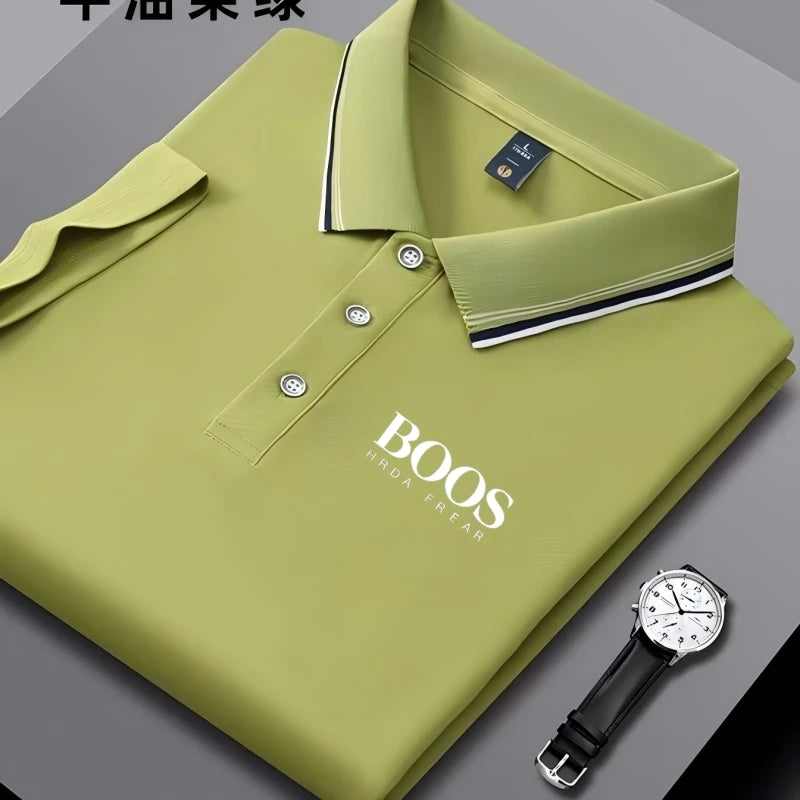 Embroidered New Men's Business Casual Short Sleeved Polo Shirt, Fashionable, Breathable, Comfortable and Versatile Top