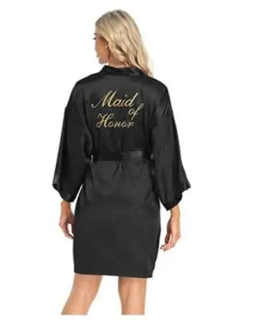 Floral Satin Kimono Robe - Bridal Bridesmaid Dressing Gown for Women