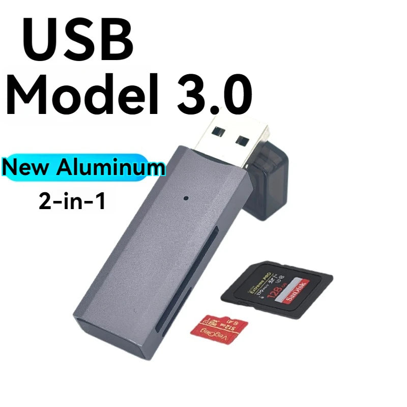 2-in-1 Multifunktions-USB-3.0-Kartenleser/Micro-SD-TF-Speicherkartenleser/USB-Flash-Laufwerk-Kartenleser-Adapter für PC/Laptops
