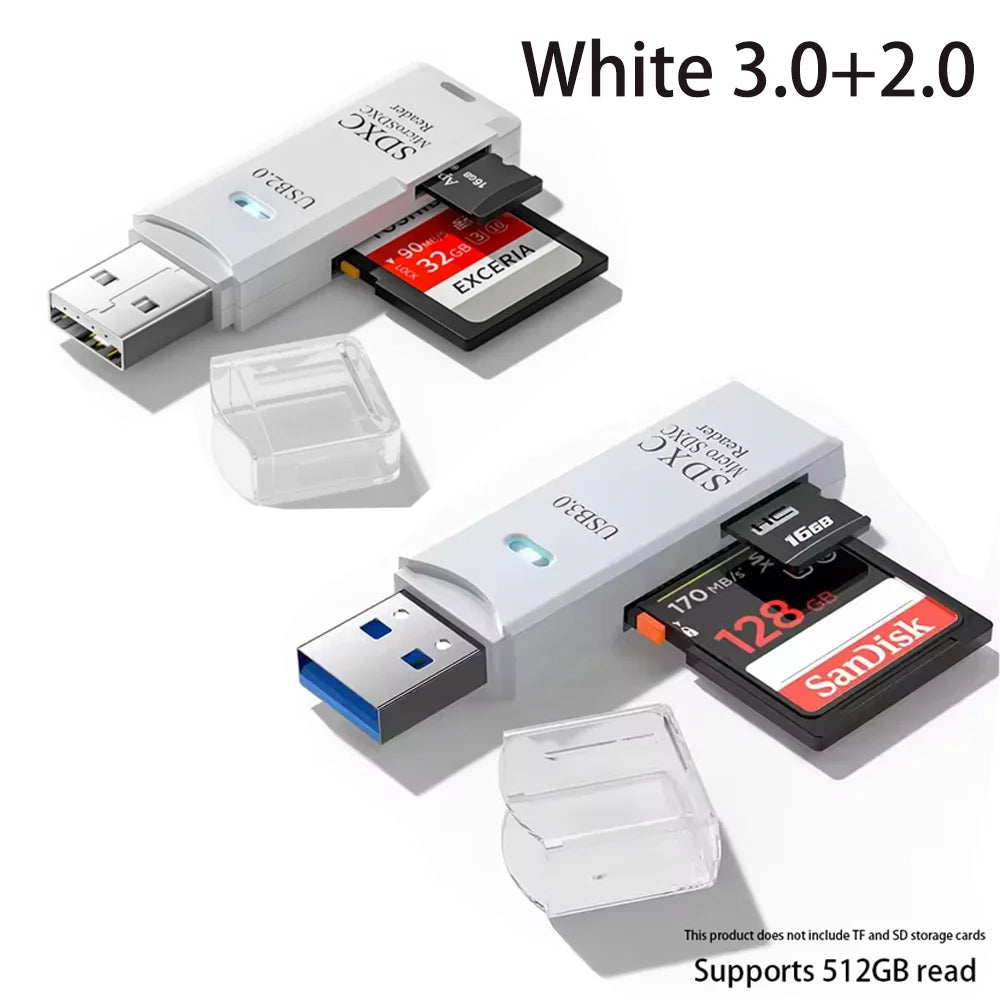2-in-1 Multifunktions-USB-3.0-Kartenleser/Micro-SD-TF-Speicherkartenleser/USB-Flash-Laufwerk-Kartenleser-Adapter für PC/Laptops