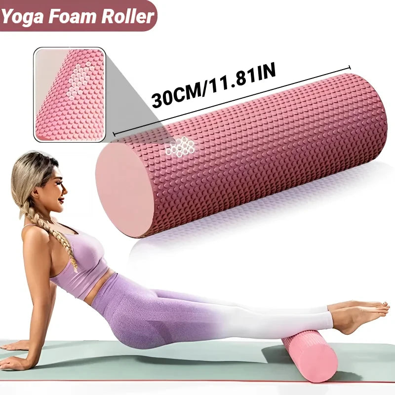 Hexagonal Yoga Foam Roller - Premium EVA Pilates Cylinder for Deep Tissue Massage & Recovery (29.7cm)