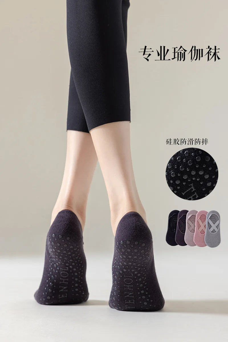 1Pair Professional Women Yoga Socks Silicone Anti-slip Ballet Pilates Socks Women Backless Breathable Bandage Dance Sports Socks