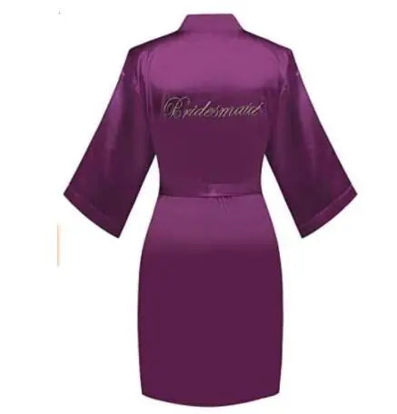 Floral Satin Kimono Robe - Bridal Bridesmaid Dressing Gown for Women