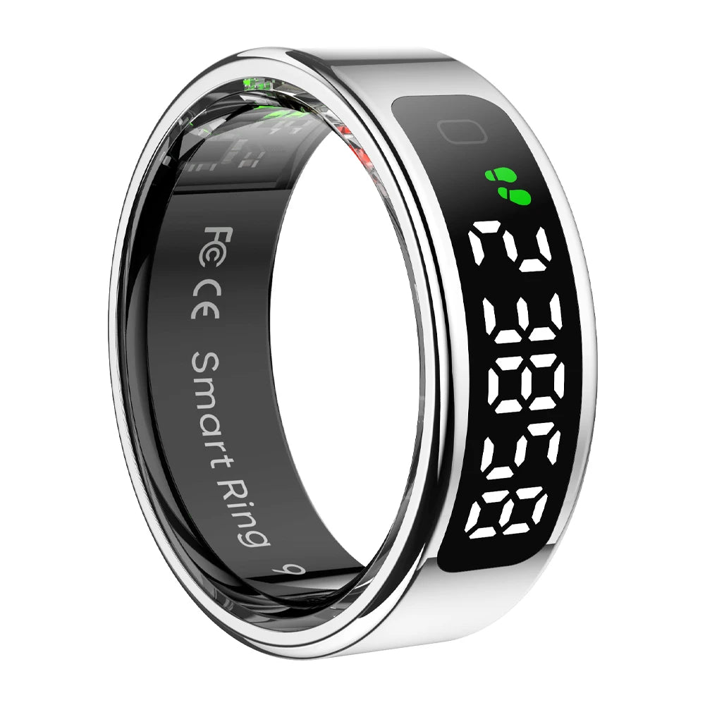 R12 Smart Ring – 24/7 Health Tracking with Touch Screen & Wireless Charge, 5 ATM Waterproof For Men Women