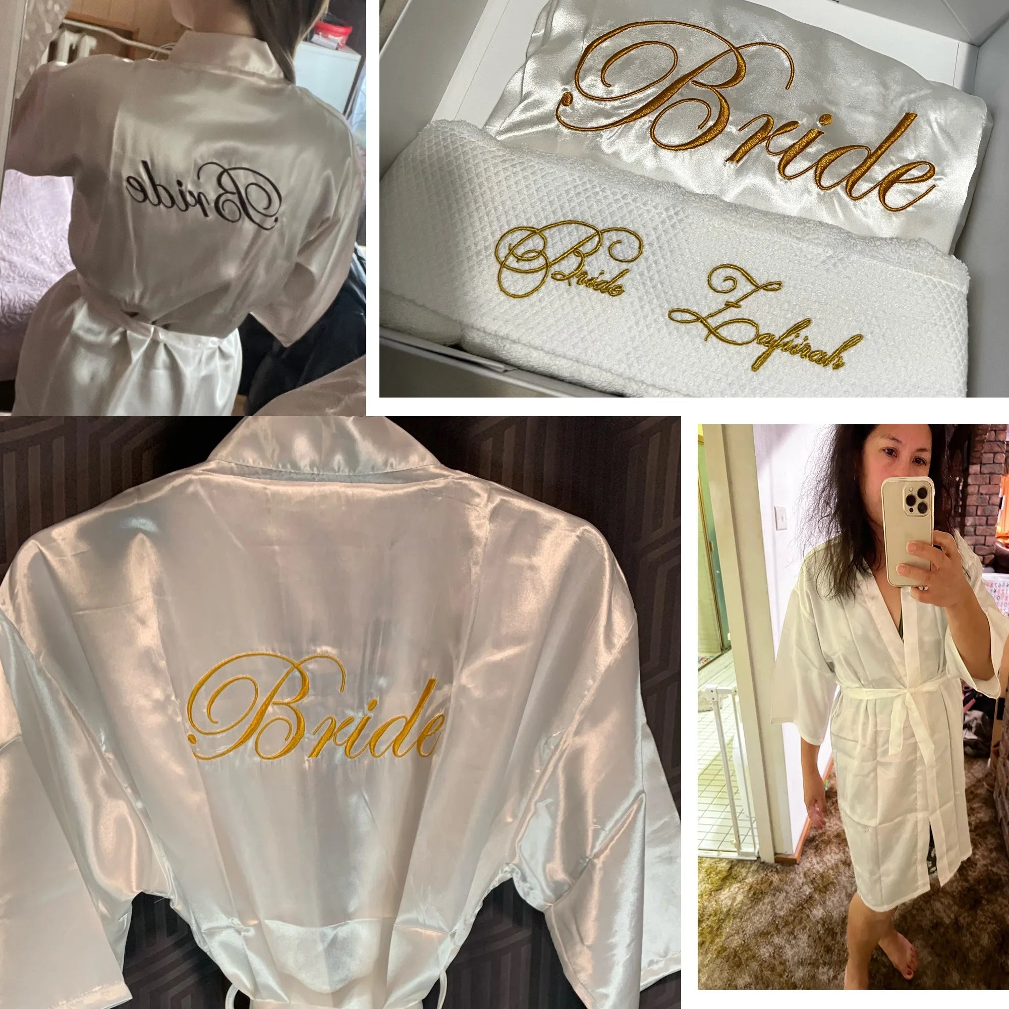 Floral Satin Kimono Robe - Bridal Bridesmaid Dressing Gown for Women