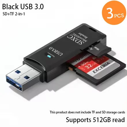 2-in-1 Multifunktions-USB-3.0-Kartenleser/Micro-SD-TF-Speicherkartenleser/USB-Flash-Laufwerk-Kartenleser-Adapter für PC/Laptops