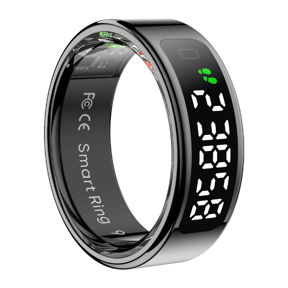 R12 Smart Ring – 24/7 Health Tracking with Touch Screen & Wireless Charge, 5 ATM Waterproof For Men Women