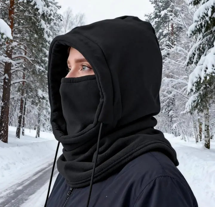 Unisex Winter-Sturmhaube – Winddichte Maske mit Kordelzug, Motorrad-Kopfbedeckung, warme Strickmütze für kaltes Wetter