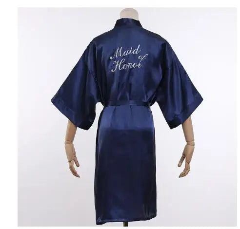 Floral Satin Kimono Robe - Bridal Bridesmaid Dressing Gown for Women