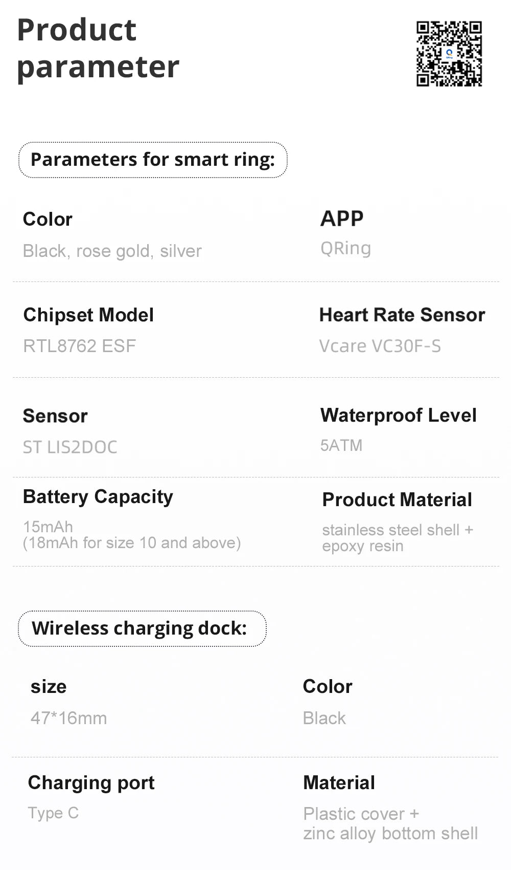 R12 Smart Ring – 24/7 Health Tracking with Touch Screen & Wireless Charge, 5 ATM Waterproof For Men Women