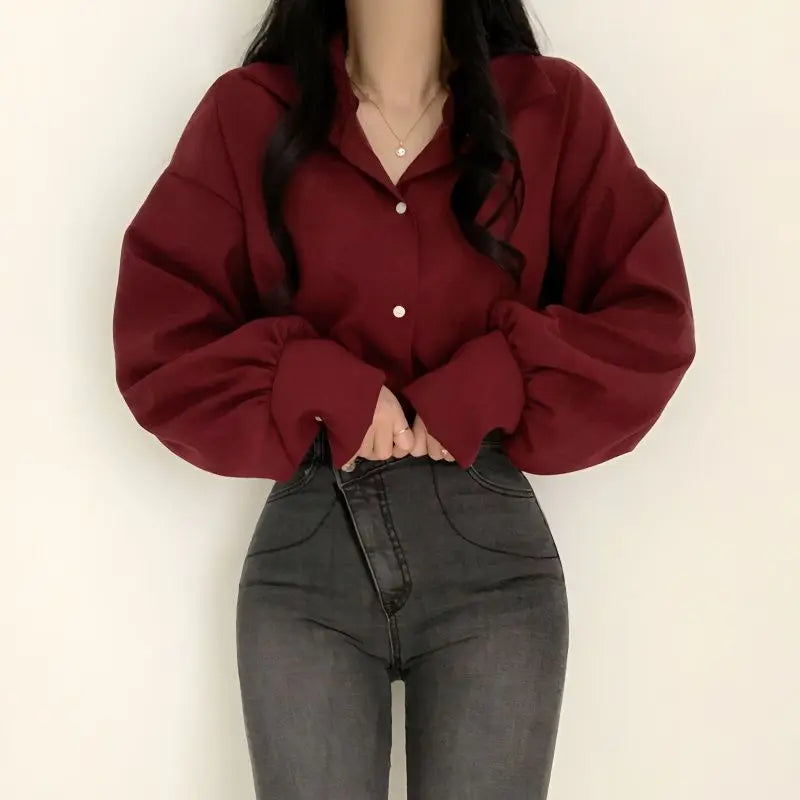 Puff Sleeve Temperament V-neck Professional White Shirt Women's Design Sense Large Size Inner Base Shirt Top