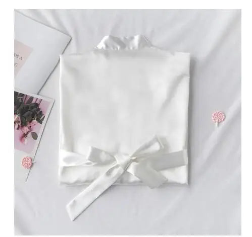 Floral Satin Kimono Robe - Bridal Bridesmaid Dressing Gown for Women