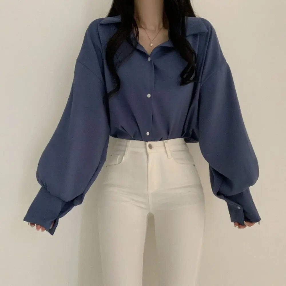 Puff Sleeve Temperament V-neck Professional White Shirt Women's Design Sense Large Size Inner Base Shirt Top