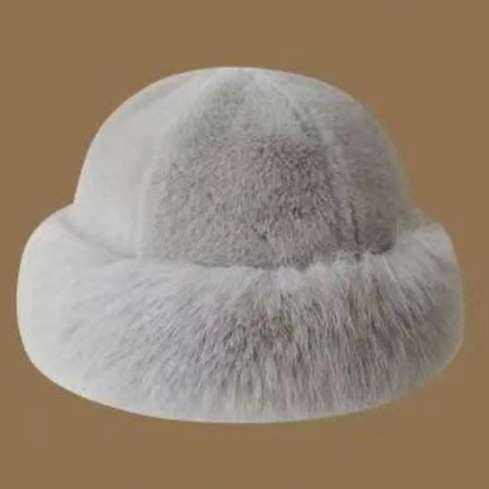 Warm Women's Winter Hat Fluffy Fur Bucket Hat For Women Plush Fisherman Hat Thicken Cold Snowy Day Panama Cap