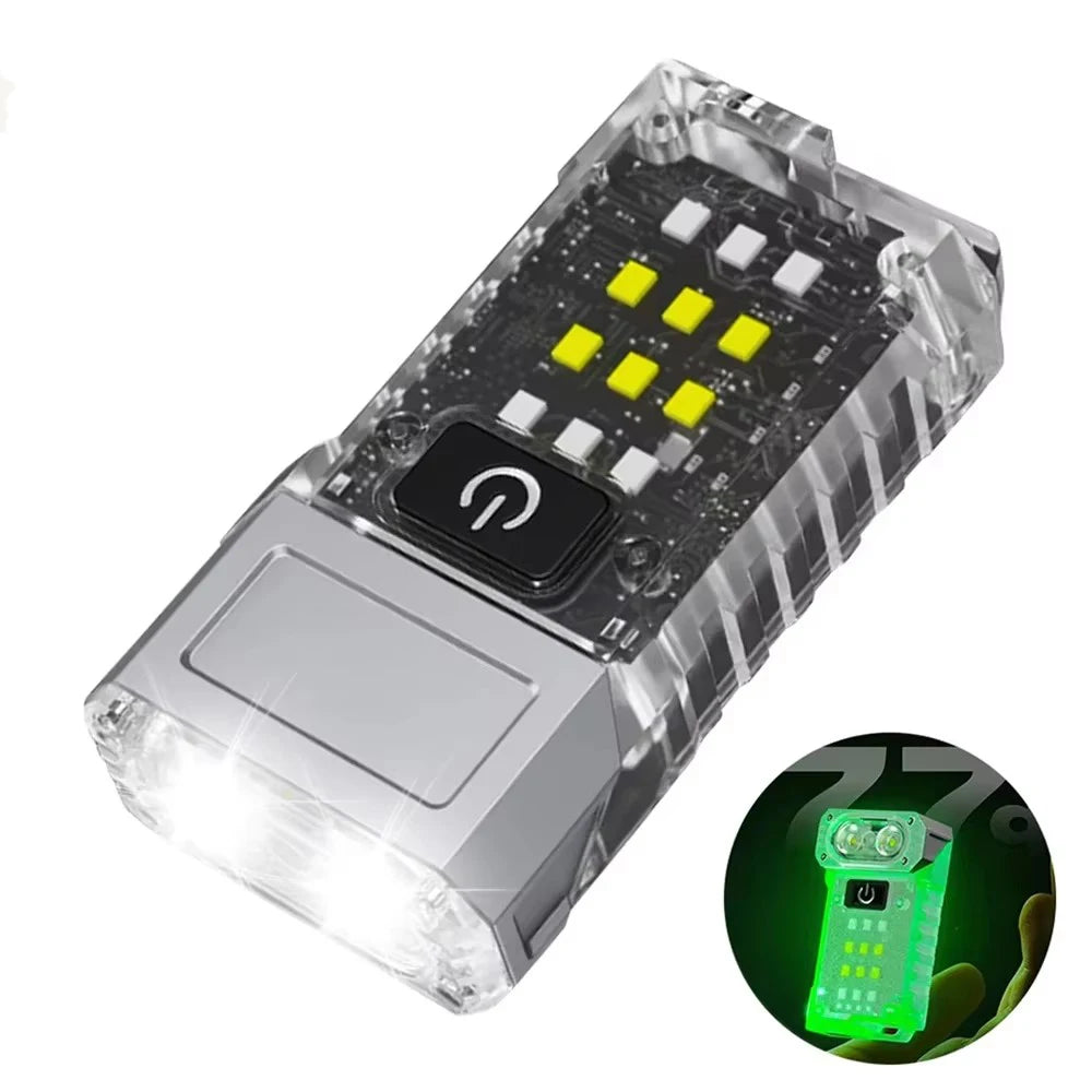 Mini-USB-wiederaufladbare LED-Taschenlampe, tragbar, mit Magnetverschluss, superhelle Campinglaterne, seitliches COB-Notlicht