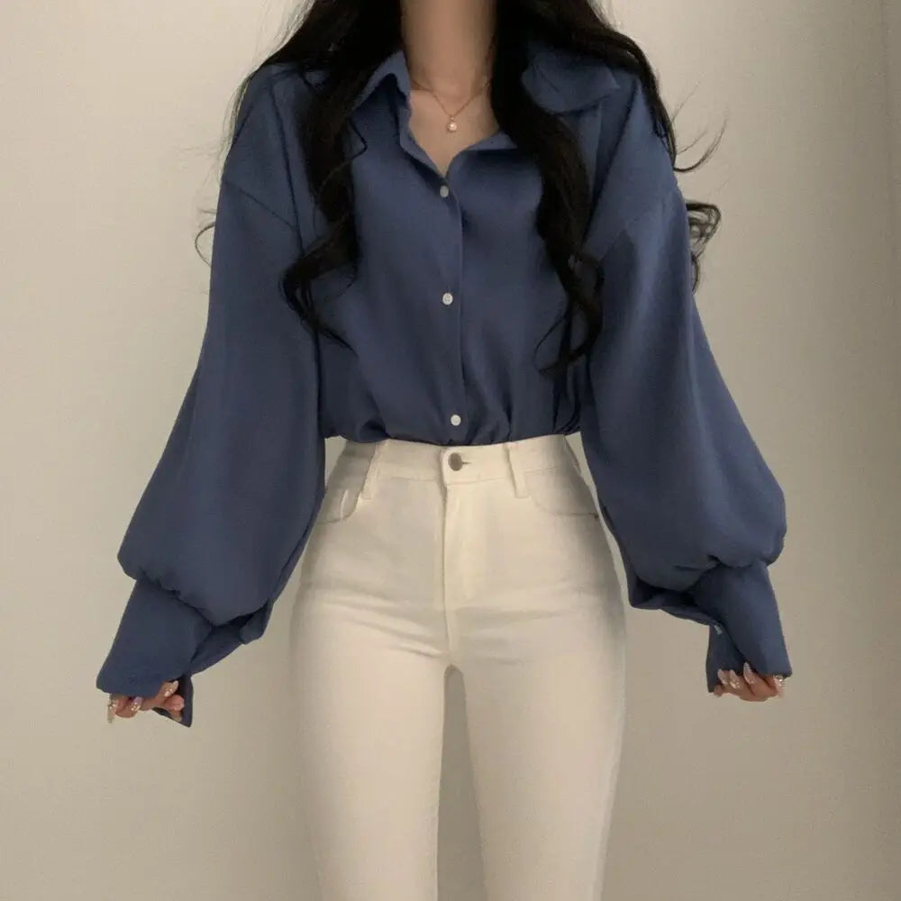 Puff Sleeve Temperament V-neck Professional White Shirt Women's Design Sense Large Size Inner Base Shirt Top