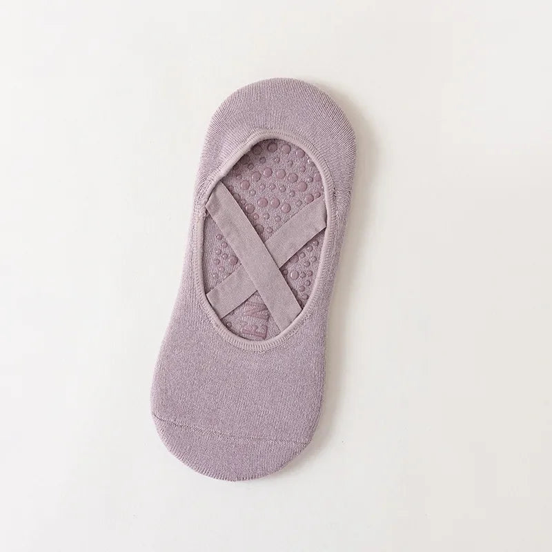 1Pair Professional Women Yoga Socks Silicone Anti-slip Ballet Pilates Socks Women Backless Breathable Bandage Dance Sports Socks