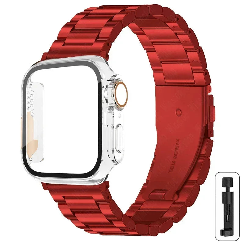 Edelstahlarmband + Ultra-Gehäuse für Apple Watch (44 mm, 45 mm, 41 mm, 40 mm, 42 mm) – Metallarmband für iWatch Series 9, 8, 7, 6, SE, 5 und 4 