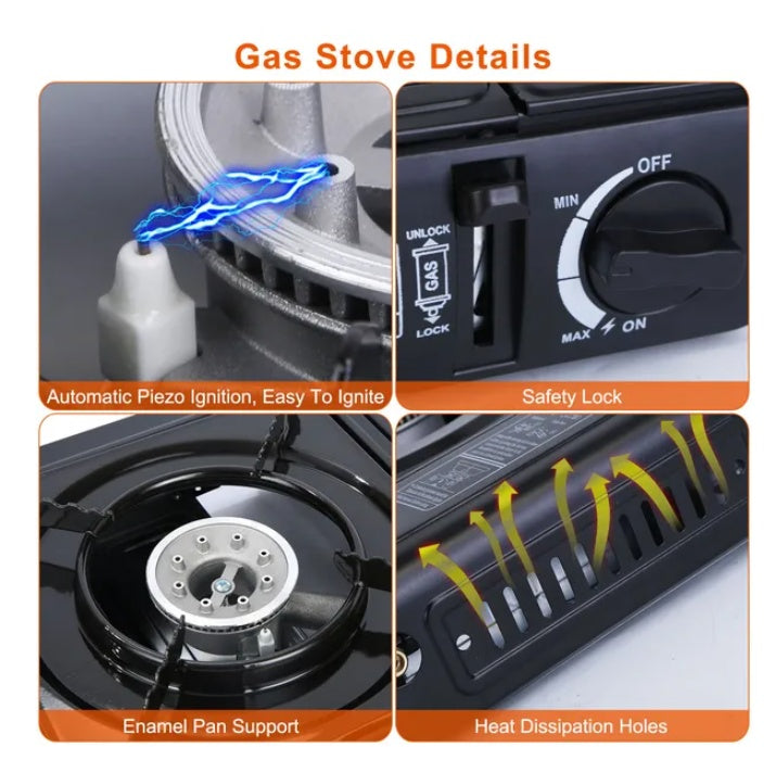 Premium Portable Camping Stove - 3300W Gas Cooker with Case
